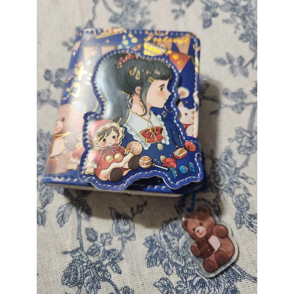 Mini Notebook Kawaii Girl Character Blue Bear Keychain Journal A7